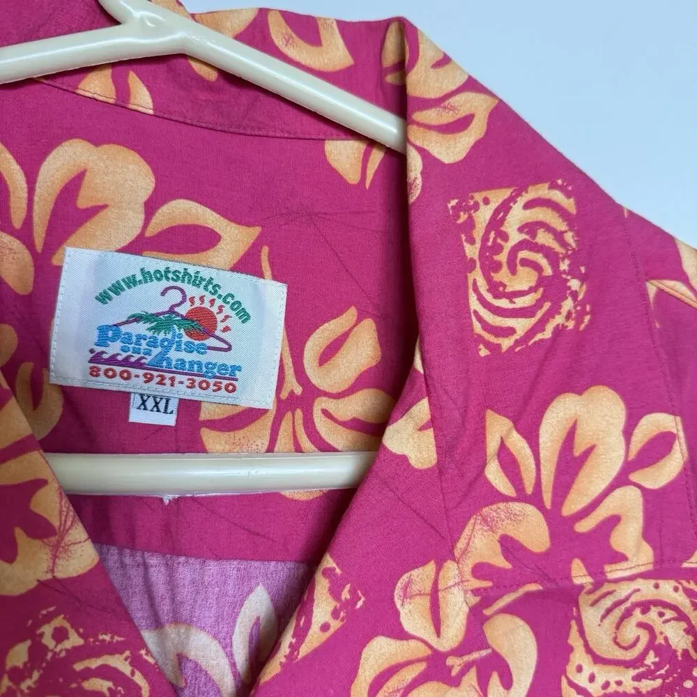 Paradise On A Hanger Mens Shirt XXL Made In USA Aloha Hawaiian Resortwear Camp